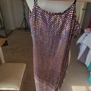 Holographic pink sequin dress